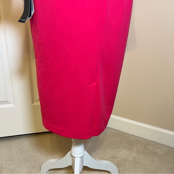 Adrianna Papell Midi Length Sheath Dress Stretch Knit Crepe Tie Front Size 8 - Picture 8 of 13